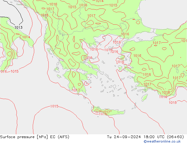 Surface pressure EC (AIFS) Tu 24.09.2024 18 UTC