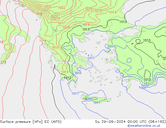 Pressione al suolo EC (AIFS) dom 29.09.2024 00 UTC