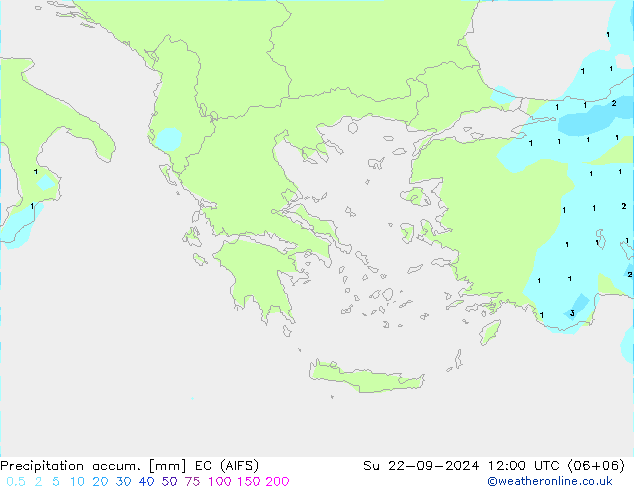 Totale neerslag EC (AIFS) zo 22.09.2024 12 UTC