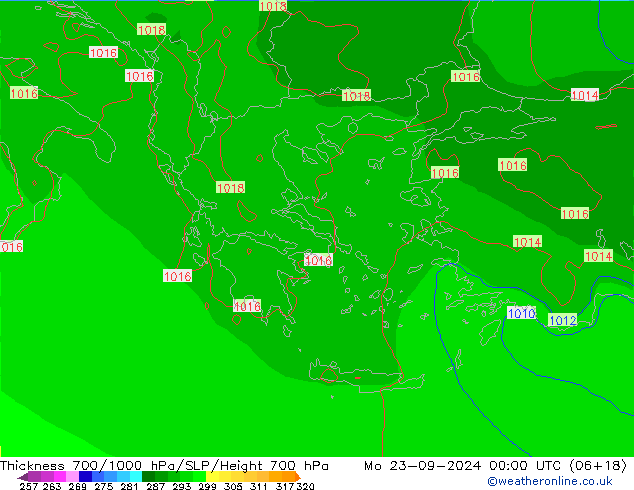 Thck 700-1000 hPa EC (AIFS) Mo 23.09.2024 00 UTC