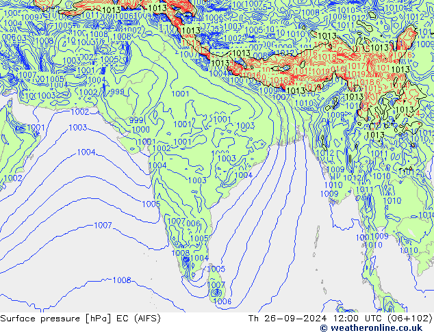 Pressione al suolo EC (AIFS) gio 26.09.2024 12 UTC