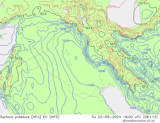 Surface pressure EC (AIFS) Su 22.09.2024 18 UTC