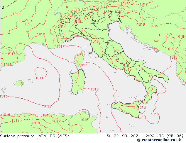 Surface pressure EC (AIFS) Su 22.09.2024 12 UTC