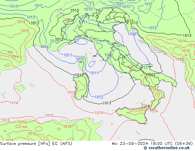 Surface pressure EC (AIFS) Mo 23.09.2024 18 UTC