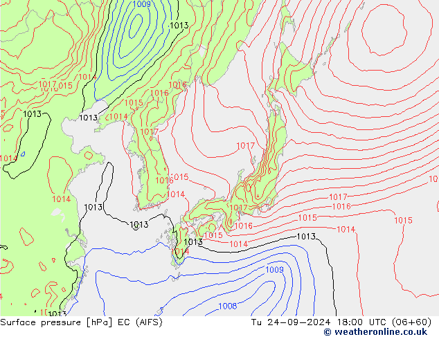 приземное давление EC (AIFS) вт 24.09.2024 18 UTC