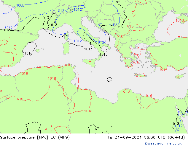 Surface pressure EC (AIFS) Tu 24.09.2024 06 UTC