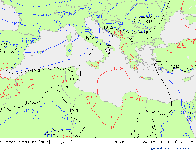 Luchtdruk (Grond) EC (AIFS) do 26.09.2024 18 UTC