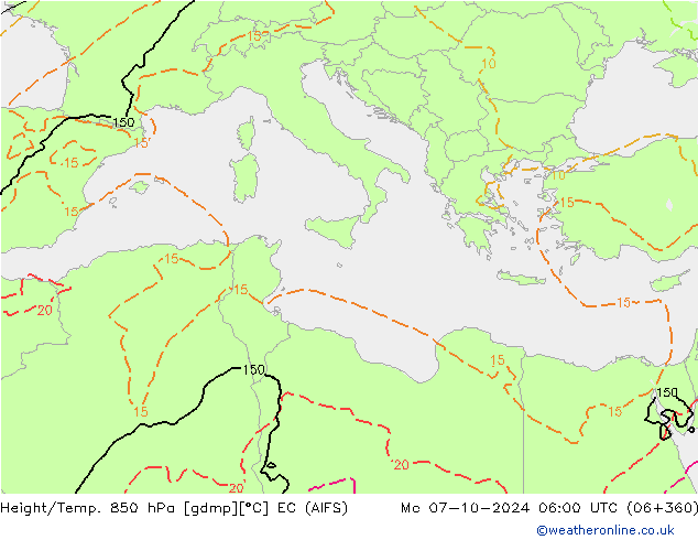 Height/Temp. 850 hPa EC (AIFS) lun 07.10.2024 06 UTC