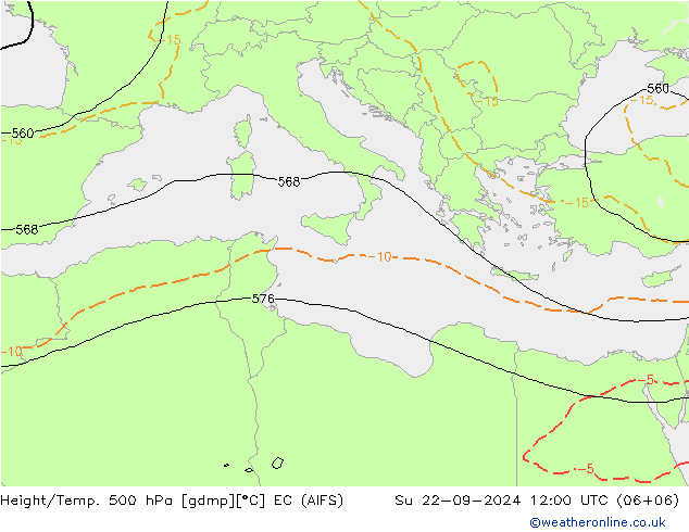 Height/Temp. 500 hPa EC (AIFS) Ne 22.09.2024 12 UTC