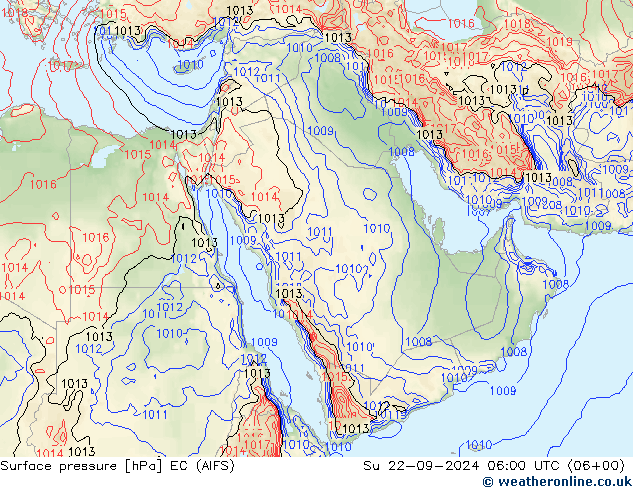 Surface pressure EC (AIFS) Su 22.09.2024 06 UTC