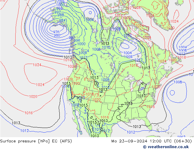 Atmosférický tlak EC (AIFS) Po 23.09.2024 12 UTC