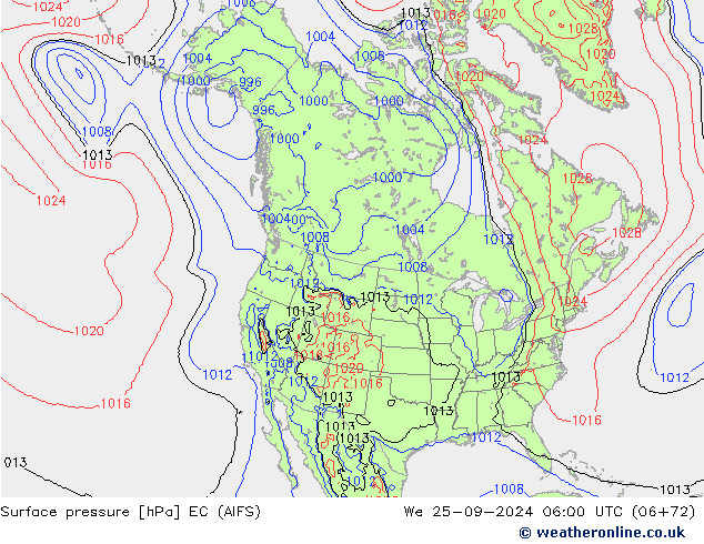 Surface pressure EC (AIFS) We 25.09.2024 06 UTC