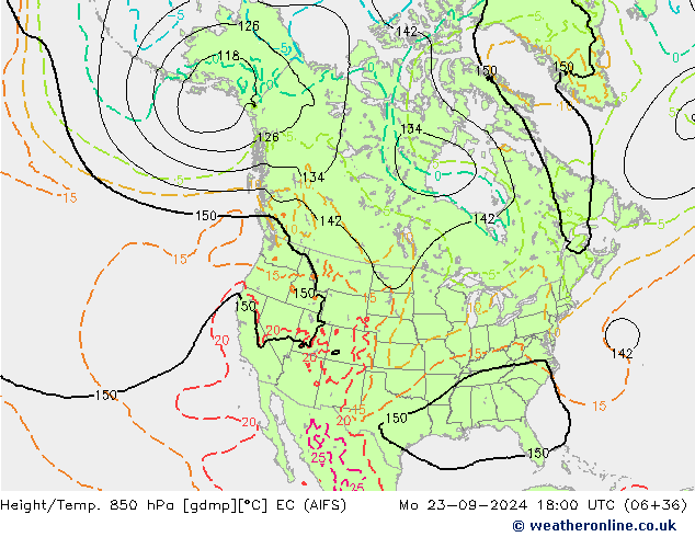 Height/Temp. 850 hPa EC (AIFS) Po 23.09.2024 18 UTC