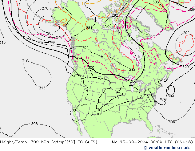 Height/Temp. 700 hPa EC (AIFS) Mo 23.09.2024 00 UTC