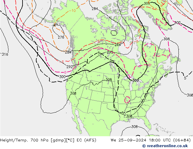 Height/Temp. 700 hPa EC (AIFS) Mi 25.09.2024 18 UTC