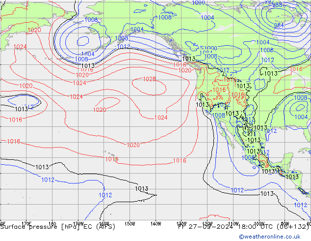 Atmosférický tlak EC (AIFS) Pá 27.09.2024 18 UTC