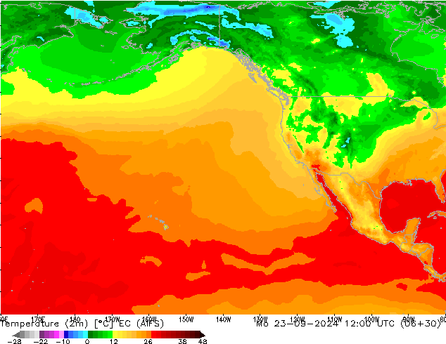 Temperature (2m) EC (AIFS) Mo 23.09.2024 12 UTC