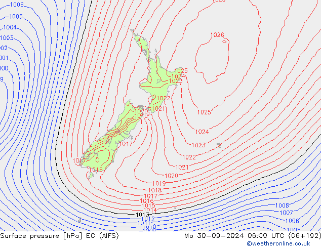 Surface pressure EC (AIFS) Mo 30.09.2024 06 UTC