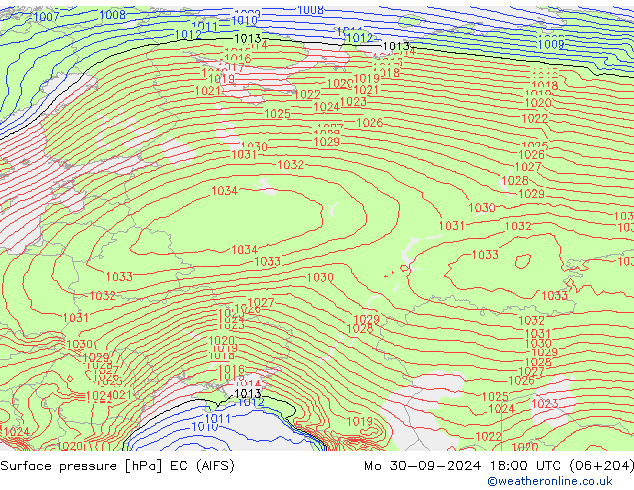 Yer basıncı EC (AIFS) Pzt 30.09.2024 18 UTC