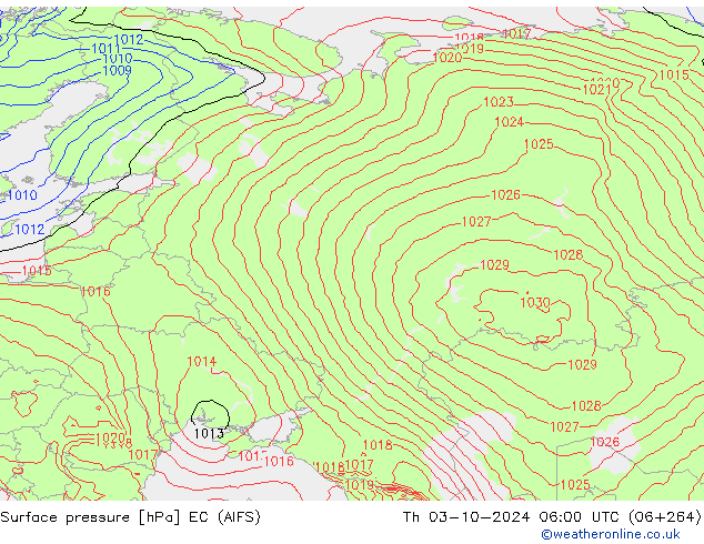 приземное давление EC (AIFS) чт 03.10.2024 06 UTC