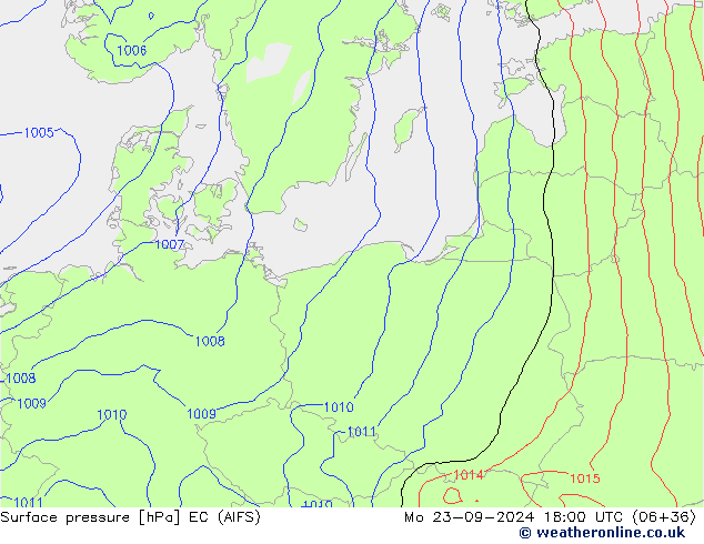 Atmosférický tlak EC (AIFS) Po 23.09.2024 18 UTC