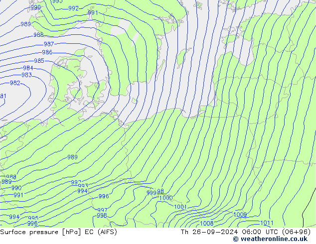 Surface pressure EC (AIFS) Th 26.09.2024 06 UTC