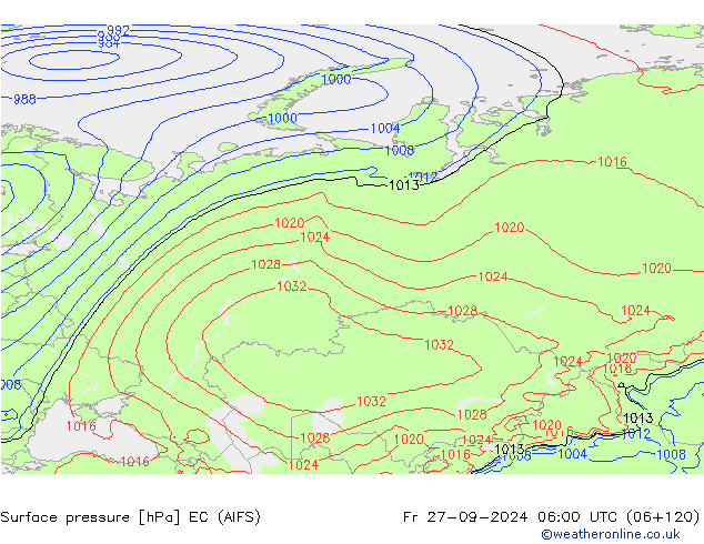 Surface pressure EC (AIFS) Fr 27.09.2024 06 UTC