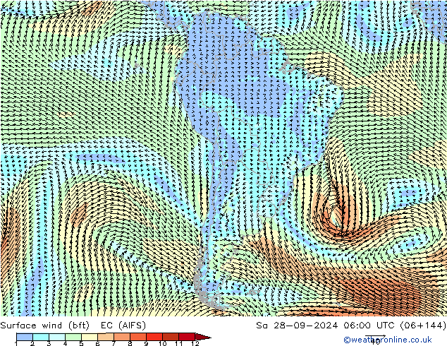  10 m (bft) EC (AIFS)  28.09.2024 06 UTC