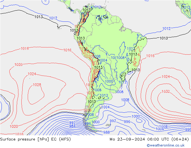 Surface pressure EC (AIFS) Mo 23.09.2024 06 UTC