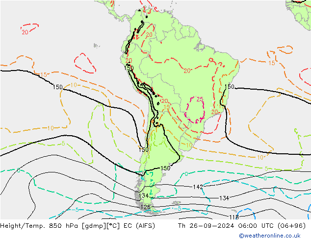 Height/Temp. 850 гПа EC (AIFS) чт 26.09.2024 06 UTC