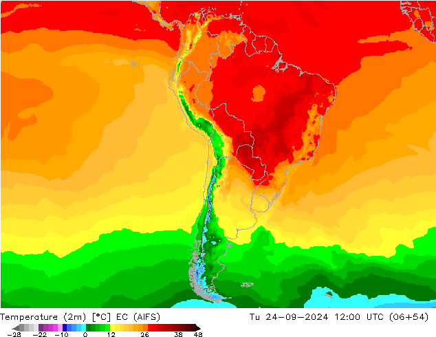 Temperatura (2m) EC (AIFS) Ter 24.09.2024 12 UTC