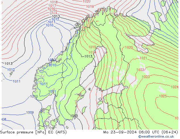 Surface pressure EC (AIFS) Mo 23.09.2024 06 UTC