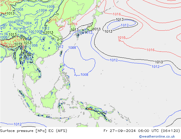 Surface pressure EC (AIFS) Fr 27.09.2024 06 UTC