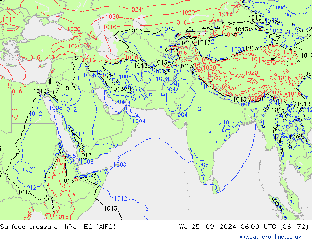 Surface pressure EC (AIFS) We 25.09.2024 06 UTC