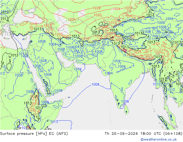 Atmosférický tlak EC (AIFS) Čt 26.09.2024 18 UTC