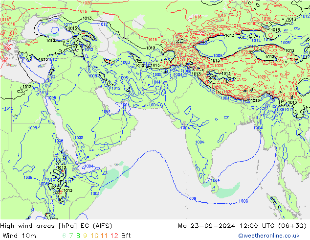 High wind areas EC (AIFS) lun 23.09.2024 12 UTC