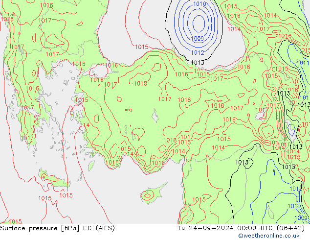 приземное давление EC (AIFS) вт 24.09.2024 00 UTC