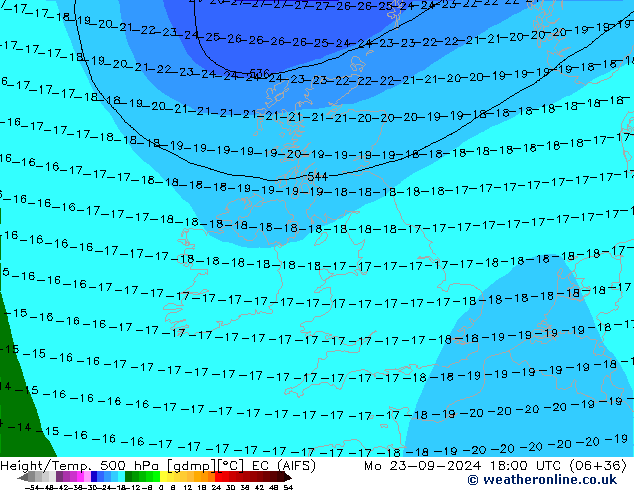 Yükseklik/Sıc. 500 hPa EC (AIFS) Pzt 23.09.2024 18 UTC