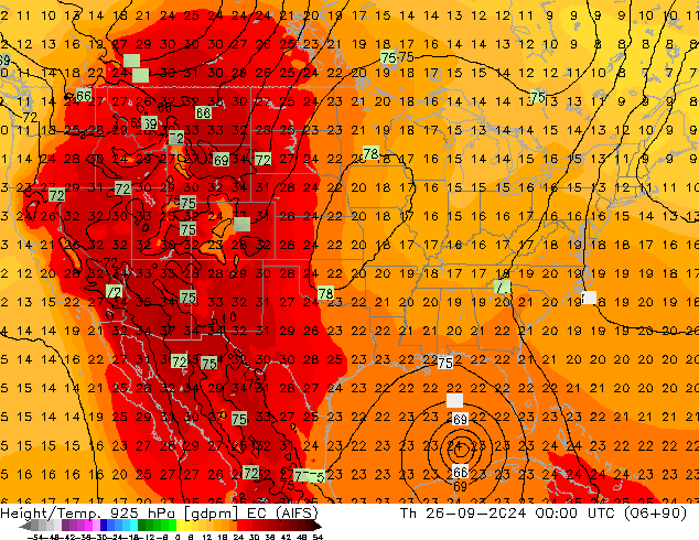 Geop./Temp. 925 hPa EC (AIFS) jue 26.09.2024 00 UTC