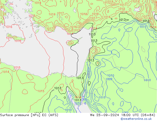 Surface pressure EC (AIFS) We 25.09.2024 18 UTC