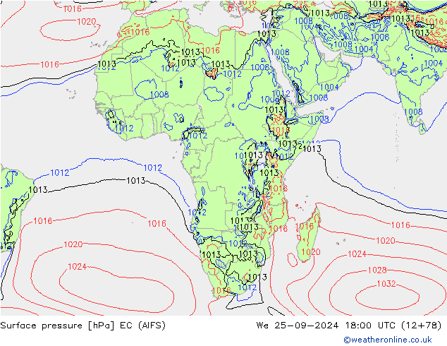 pression de l'air EC (AIFS) mer 25.09.2024 18 UTC