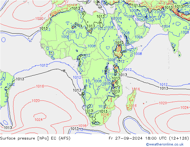 Luchtdruk (Grond) EC (AIFS) vr 27.09.2024 18 UTC