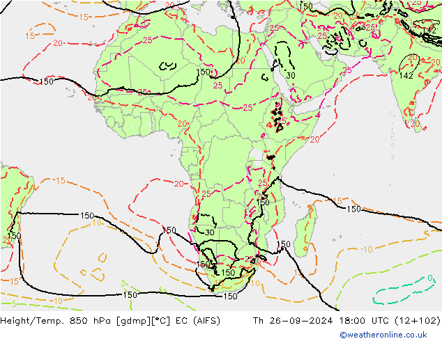 Height/Temp. 850 hPa EC (AIFS) Th 26.09.2024 18 UTC