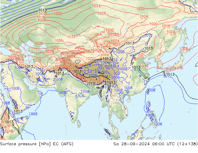 Surface pressure EC (AIFS) Sa 28.09.2024 06 UTC