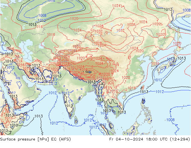 Yer basıncı EC (AIFS) Cu 04.10.2024 18 UTC