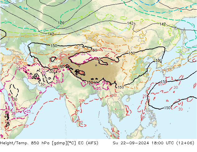 Height/Temp. 850 гПа EC (AIFS) Вс 22.09.2024 18 UTC