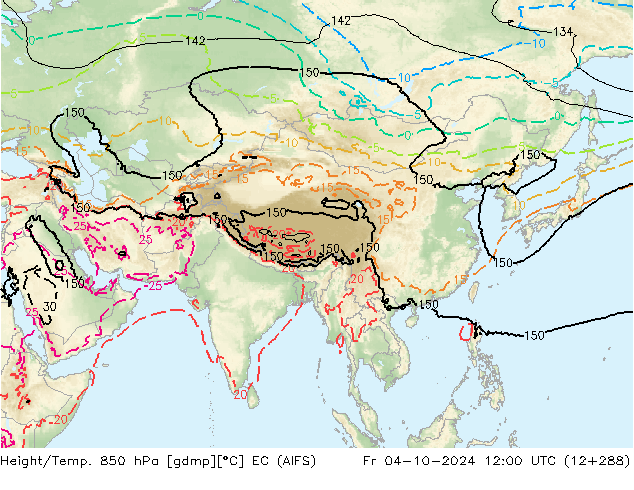 Height/Temp. 850 гПа EC (AIFS) пт 04.10.2024 12 UTC