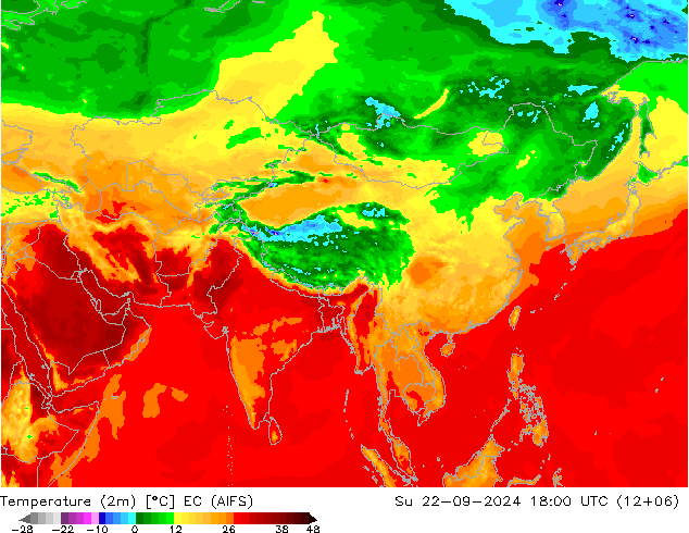 карта температуры EC (AIFS) Вс 22.09.2024 18 UTC