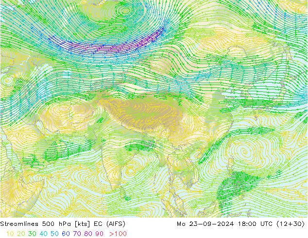 Streamlines 500 hPa EC (AIFS) Mo 23.09.2024 18 UTC