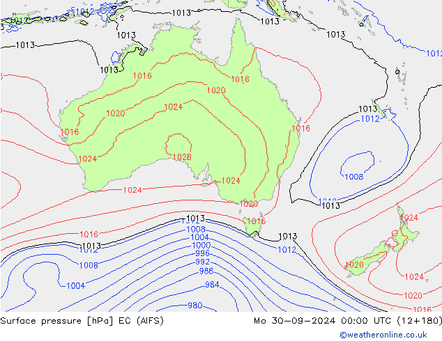 ciśnienie EC (AIFS) pon. 30.09.2024 00 UTC